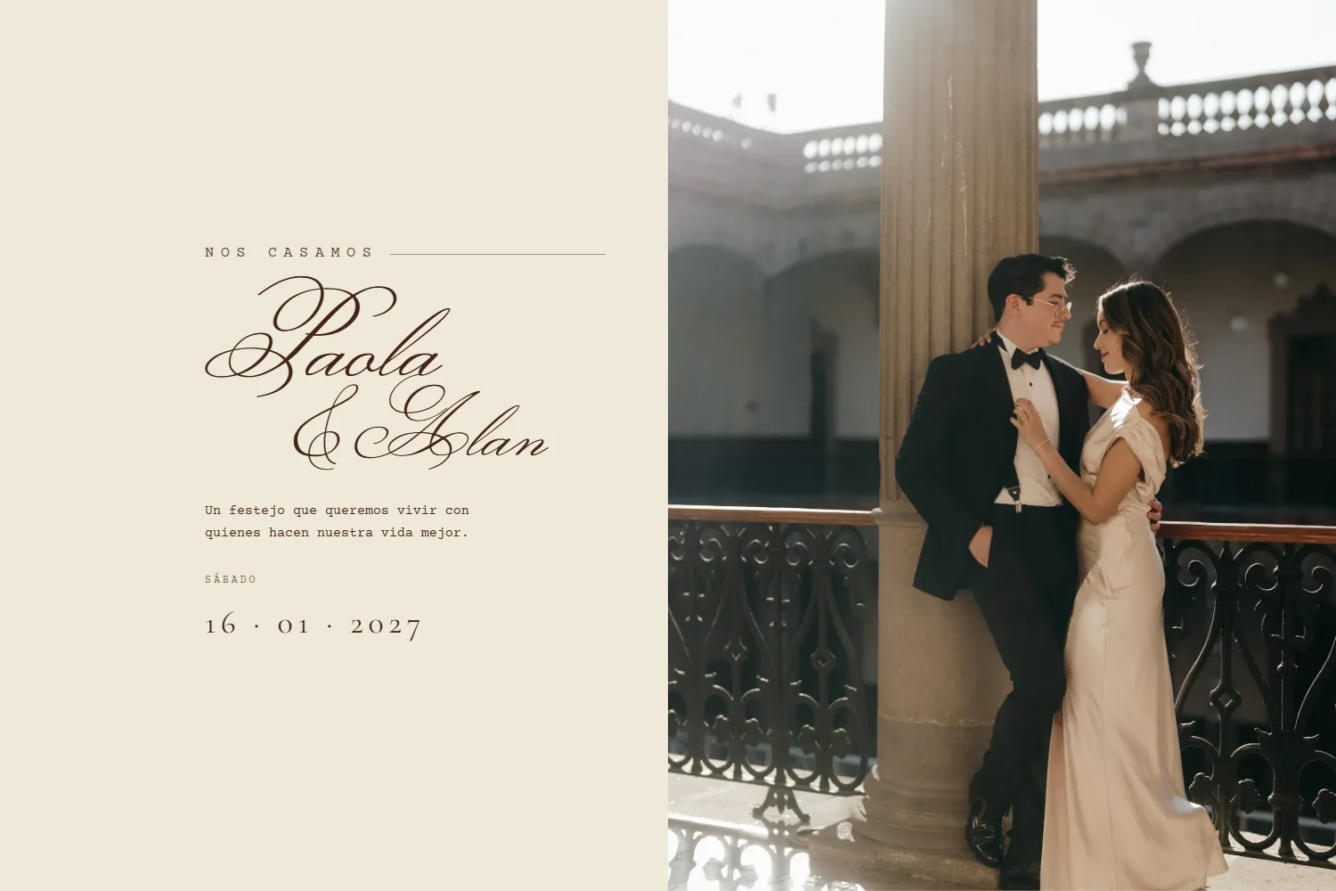 Invitación de boda de ejemplo, estilo Editorial